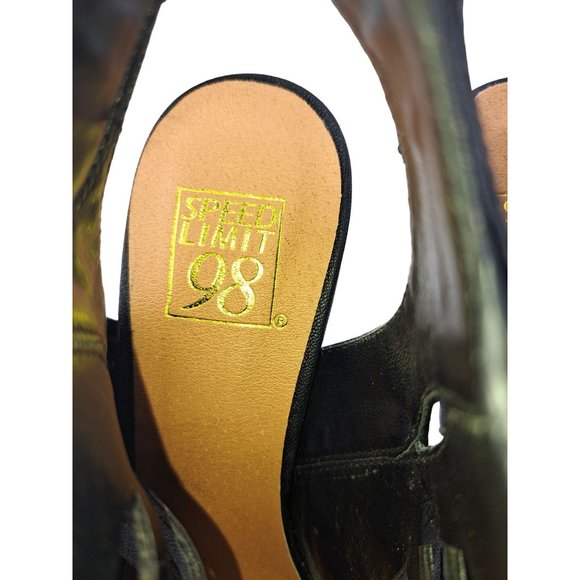 Speed Limit 98 Womens Black Peep Toe Caged Platform Chunky Heel Sandal Shoes 6.5 - Picture 10 of 11